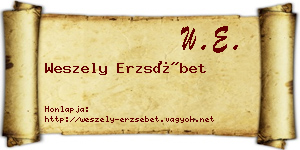 Weszely Erzsébet névjegykártya